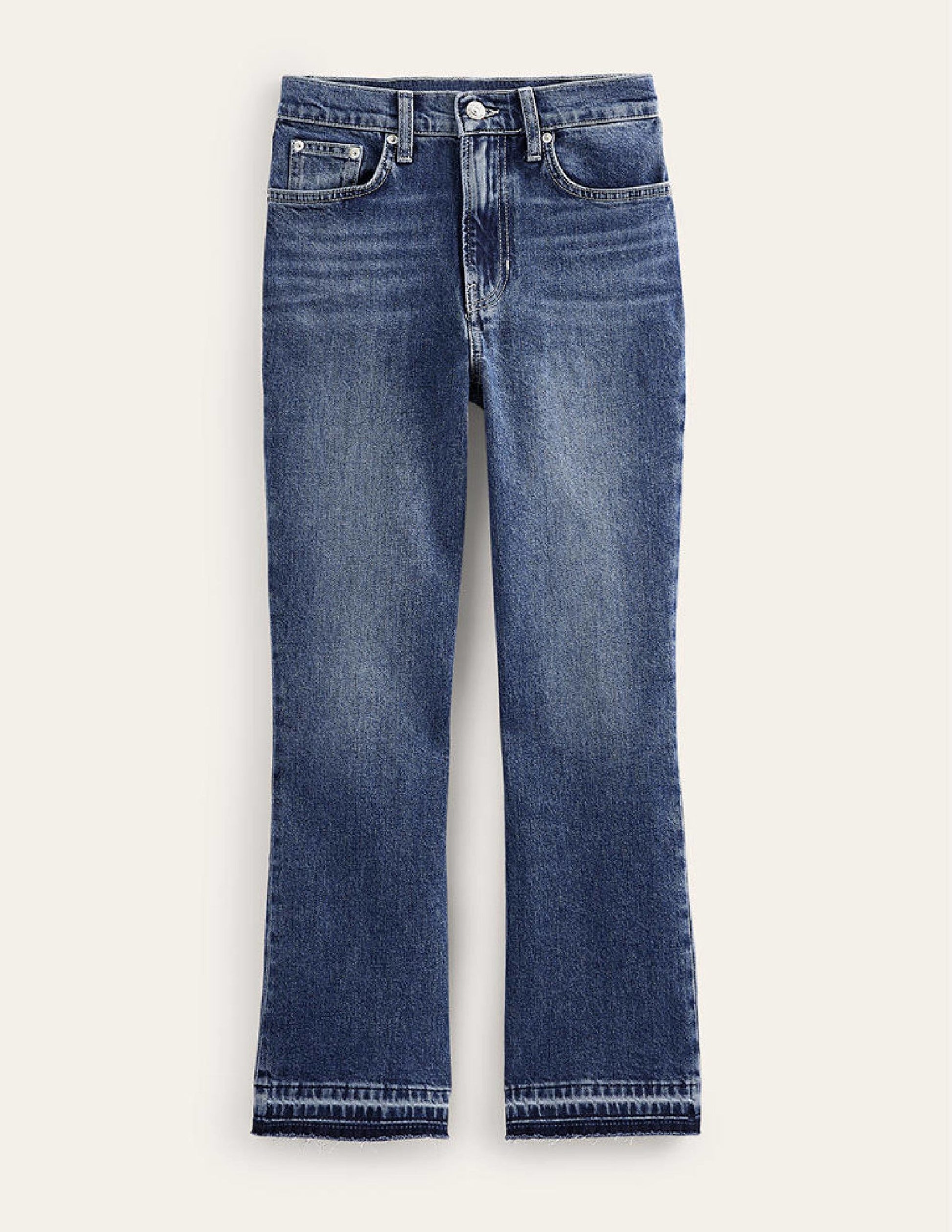 Mittelhohe Jeans mit Schlag-Dunkles Vintageblau-8
