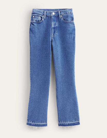 Mittelhohe Jeans mit Schlag-Mittleres Vintageblau