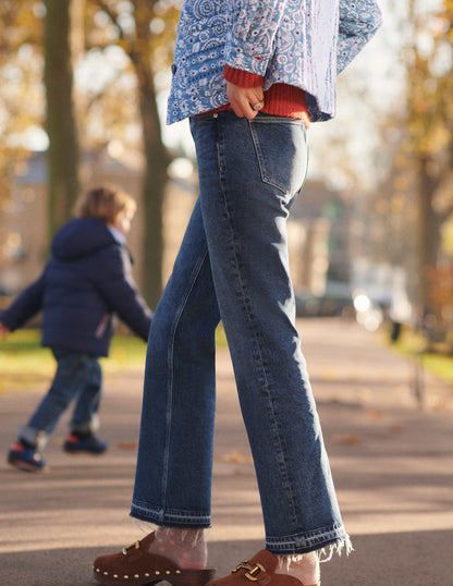 Mittelhohe Jeans mit Schlag-Mittleres Vintageblau