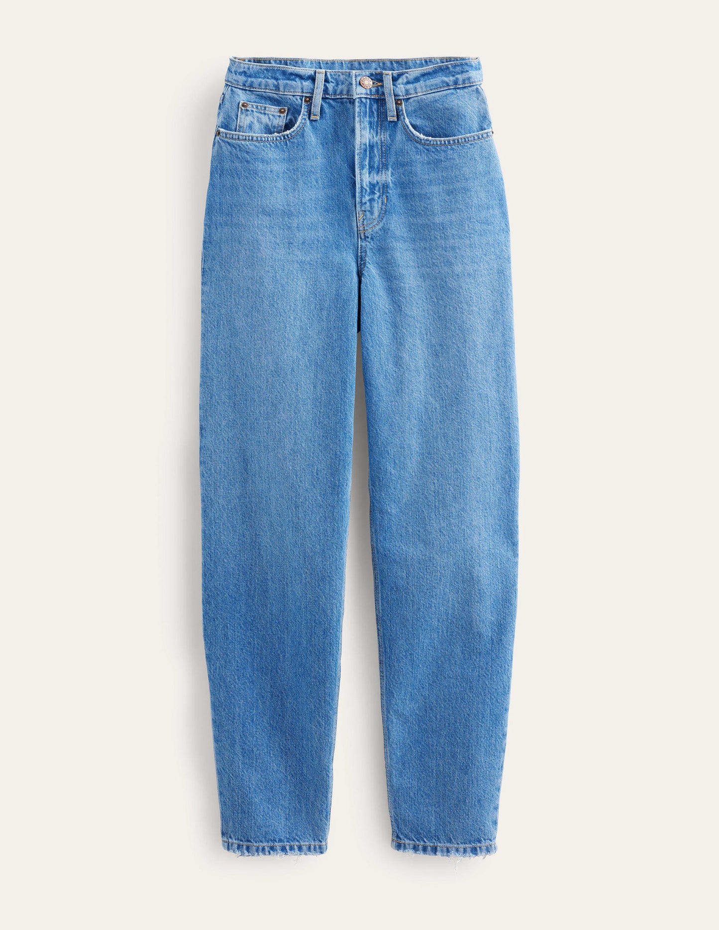 Schmal zulaufende 90er-Jeans mit hoher Taille-Mittleres Vintageblau