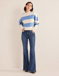High Rise Split Flare Jeans-Indigo