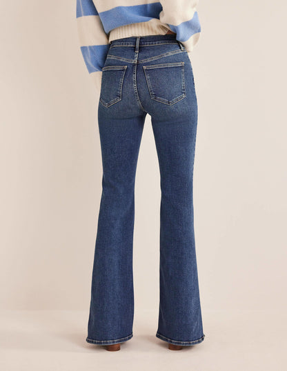 Bootcut-Jeans mit Schlitz und hoher Taille-Indigoblau