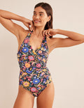 Levanzo Halter Swimsuit-Black, Gardenia Pop