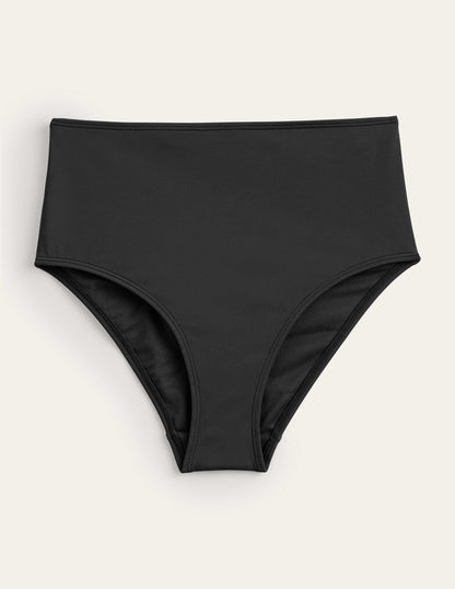 Bikinihose mit hohem Bund-Schwarz