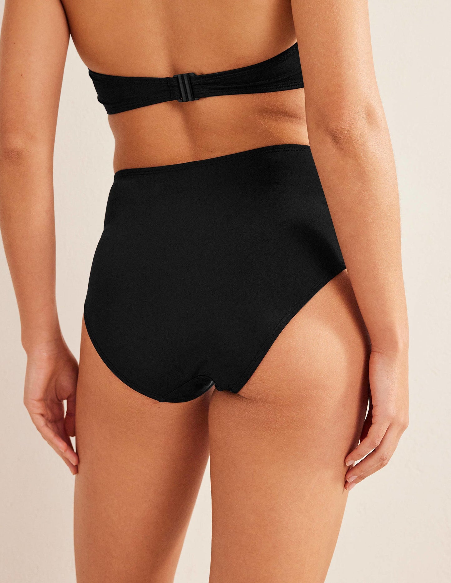 Bikinihose mit hohem Bund-Schwarz