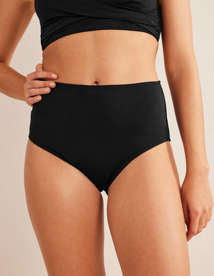 Bikinihose mit hohem Bund-Schwarz