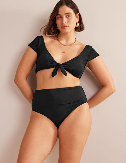 Bikinihose mit hohem Bund-Schwarz