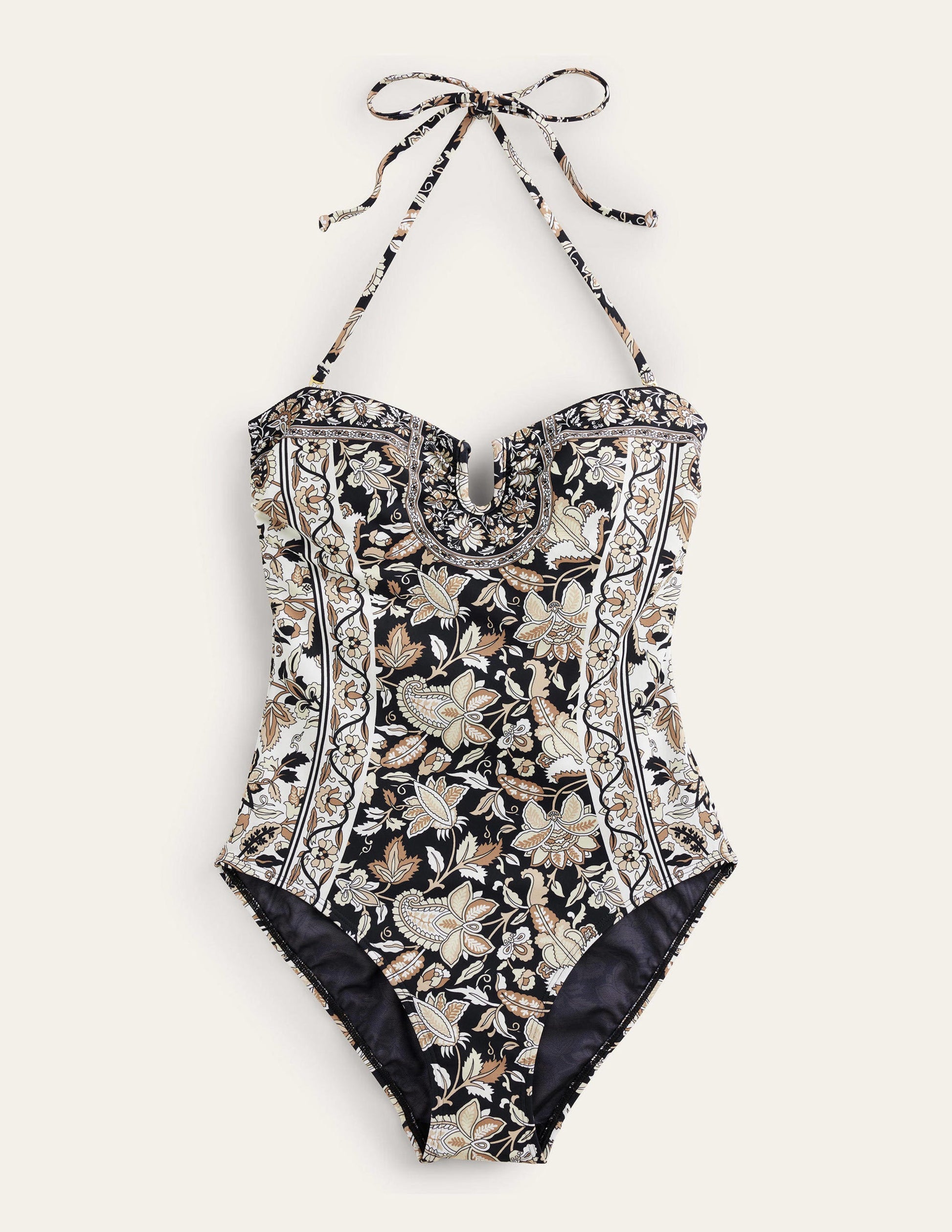 U bar Swimsuit-Nero, Paisley Vine-5