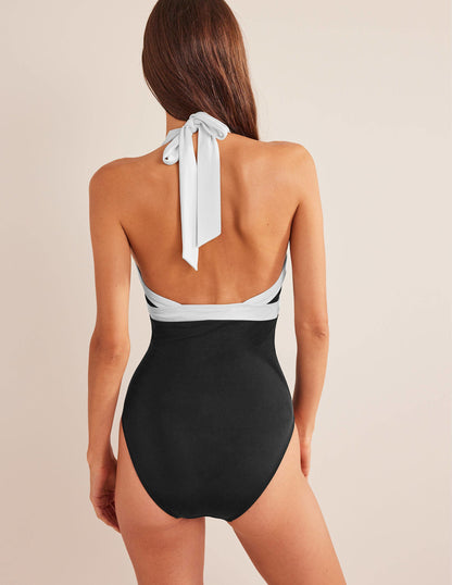 Ithaca Halter Swimsuit-Black Colourblock