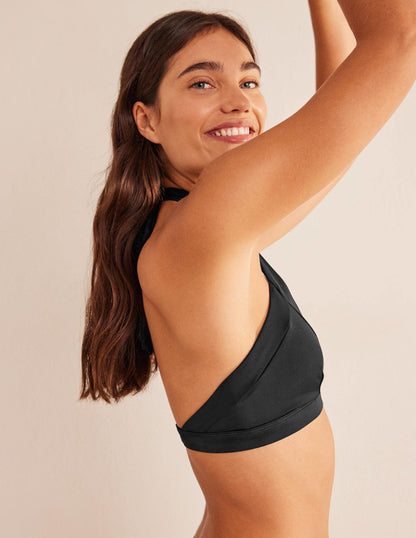 Ithaca Halter Bikini Top-Black