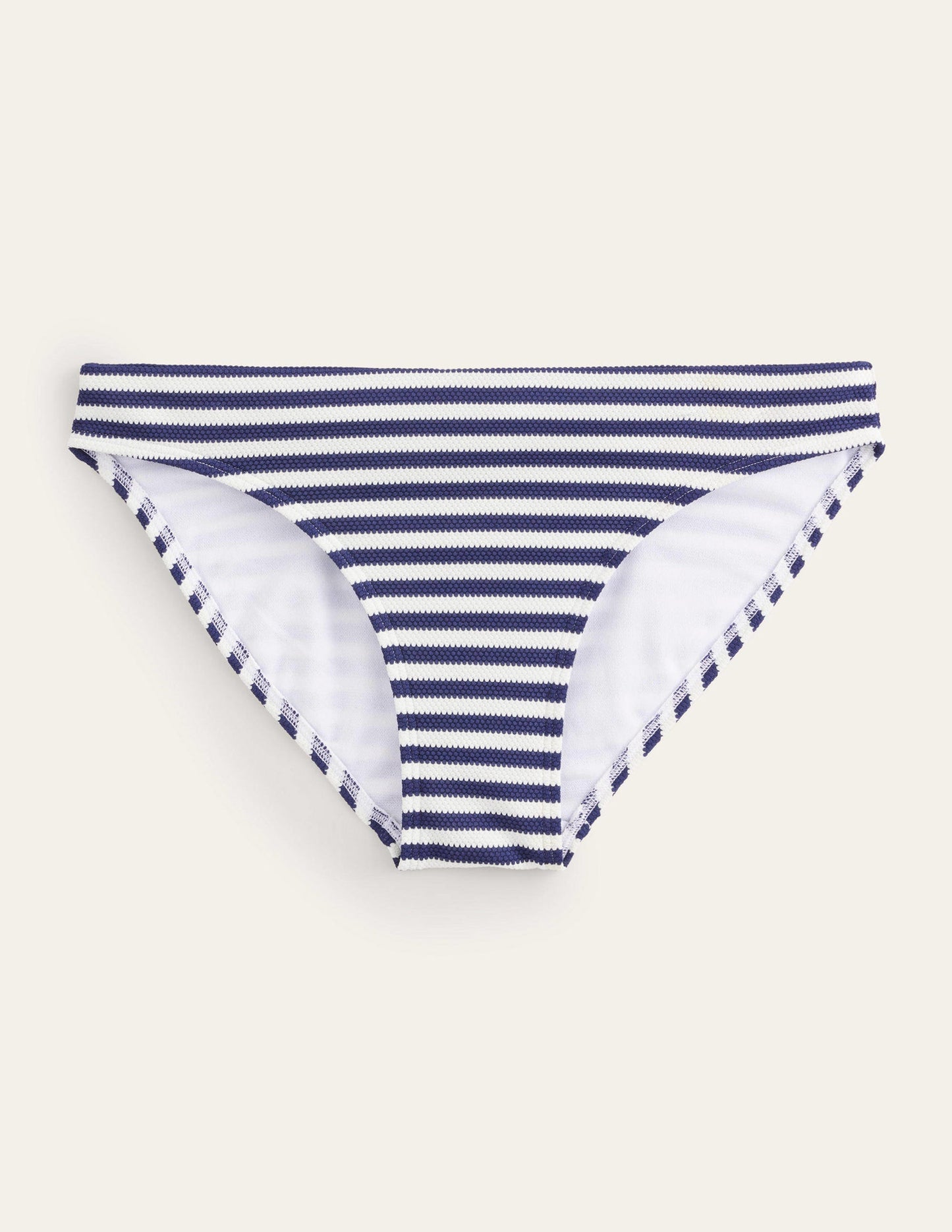 Arezzo Texture Bikini Bottoms-Navy, Ivory Texture Stripe