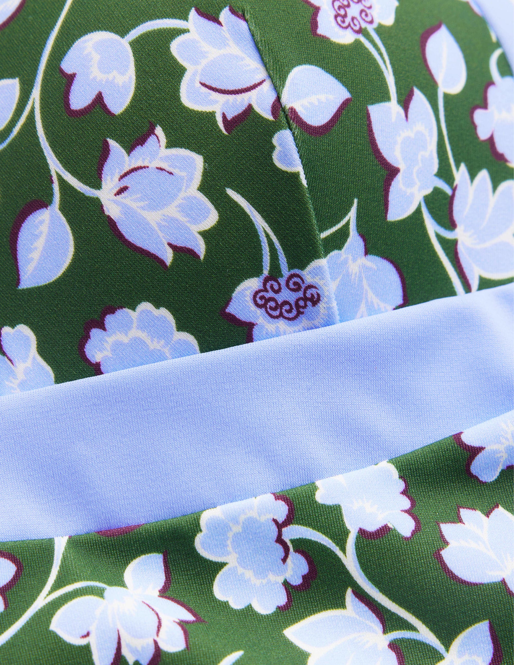 Triangel-Badeanzug mit Einsätzen-Wintergrün, Blaue Blumen - Image 6