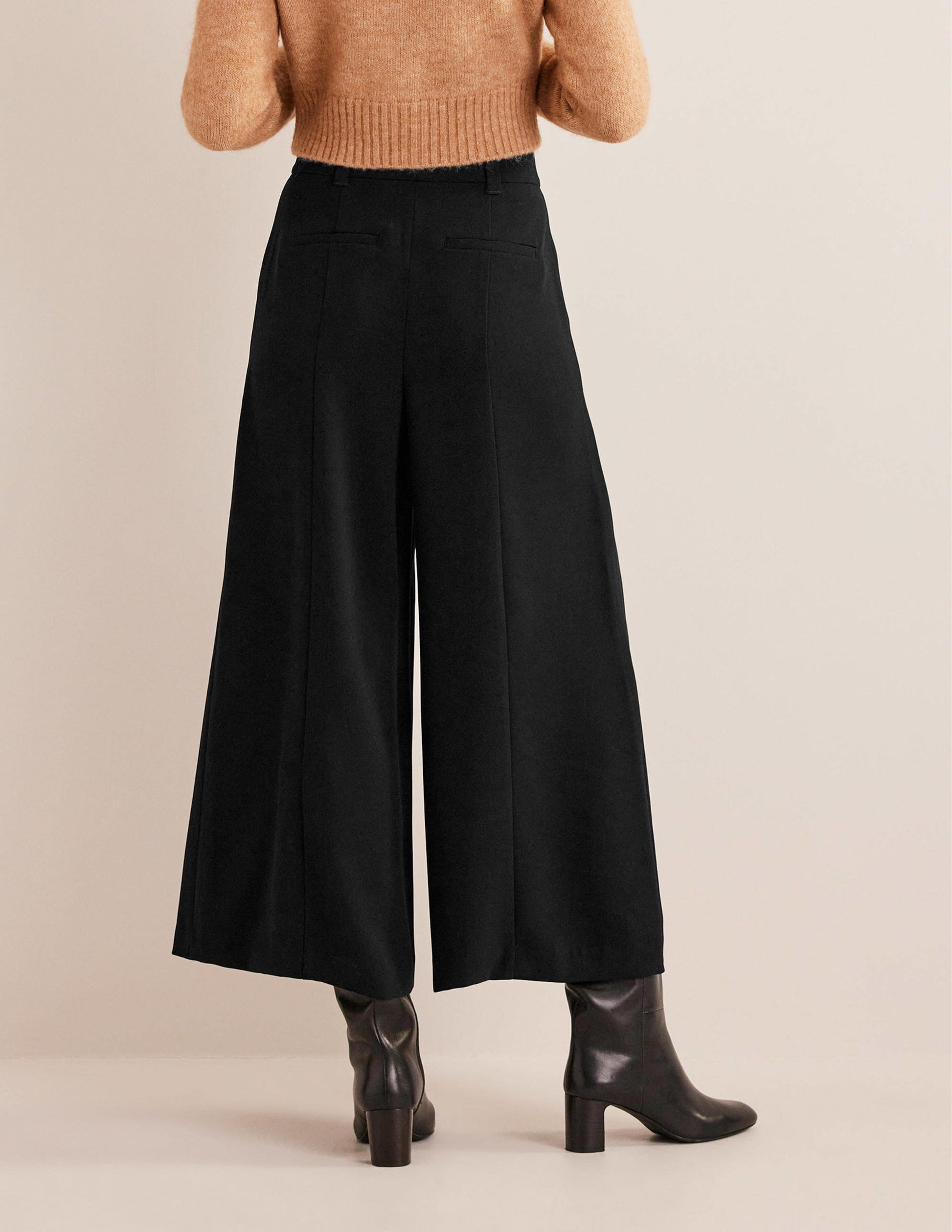 Fluid Wide Leg Culottes-Black-3