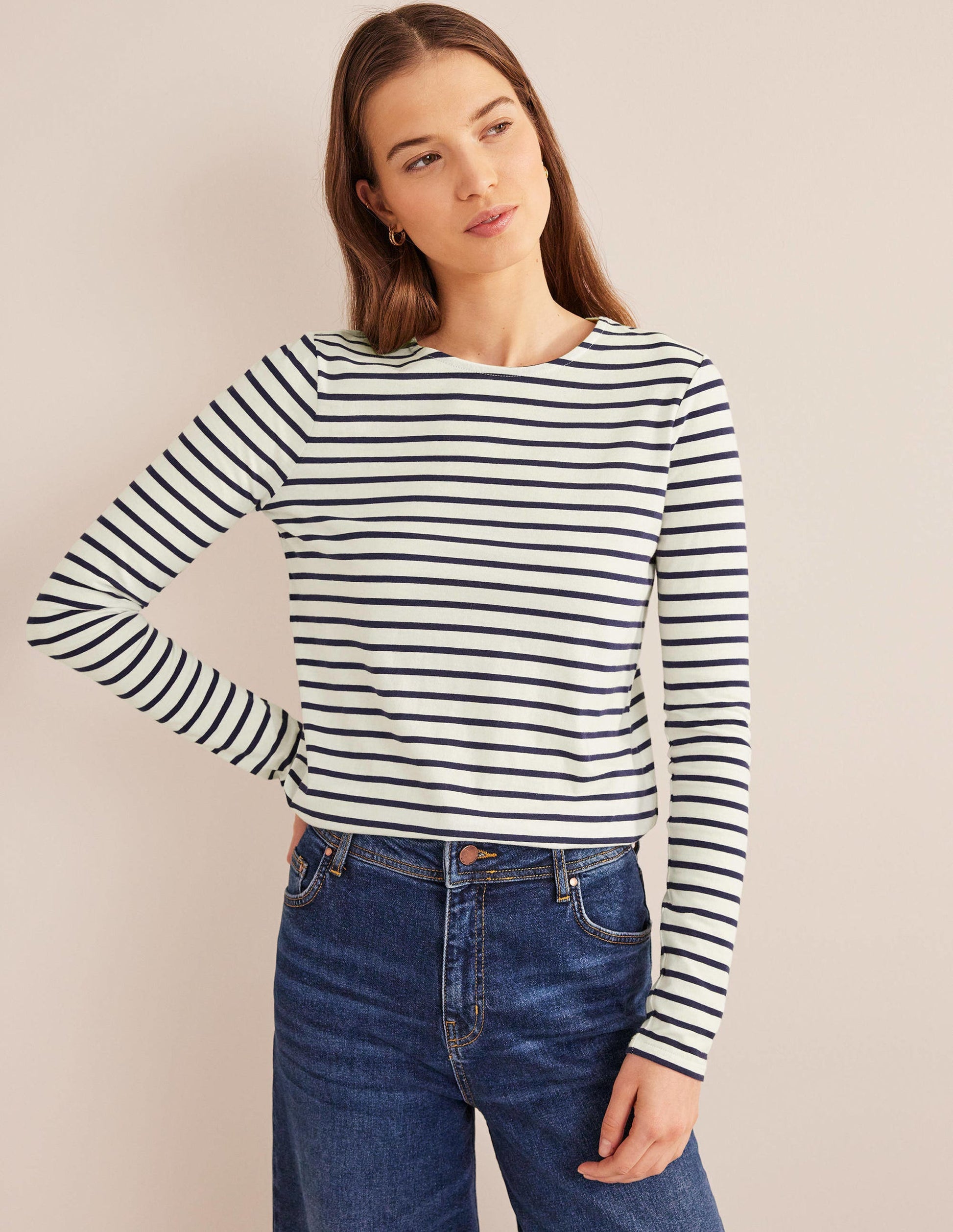 Bea Breton-Shirt mit langen Ärmeln-Naturweiß/Marineblau-4