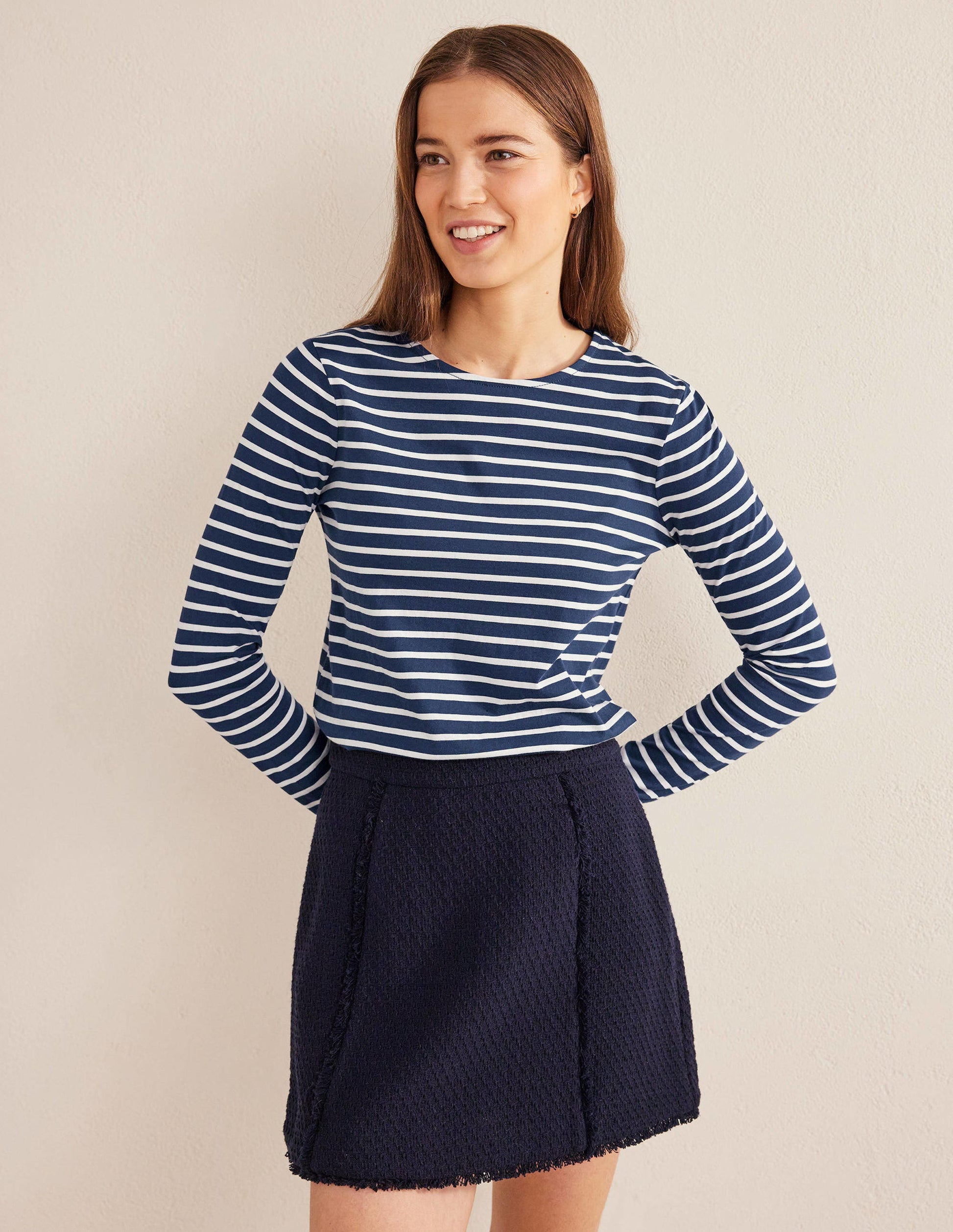 Bea Long Sleeve Breton-Navy, Ivory-1