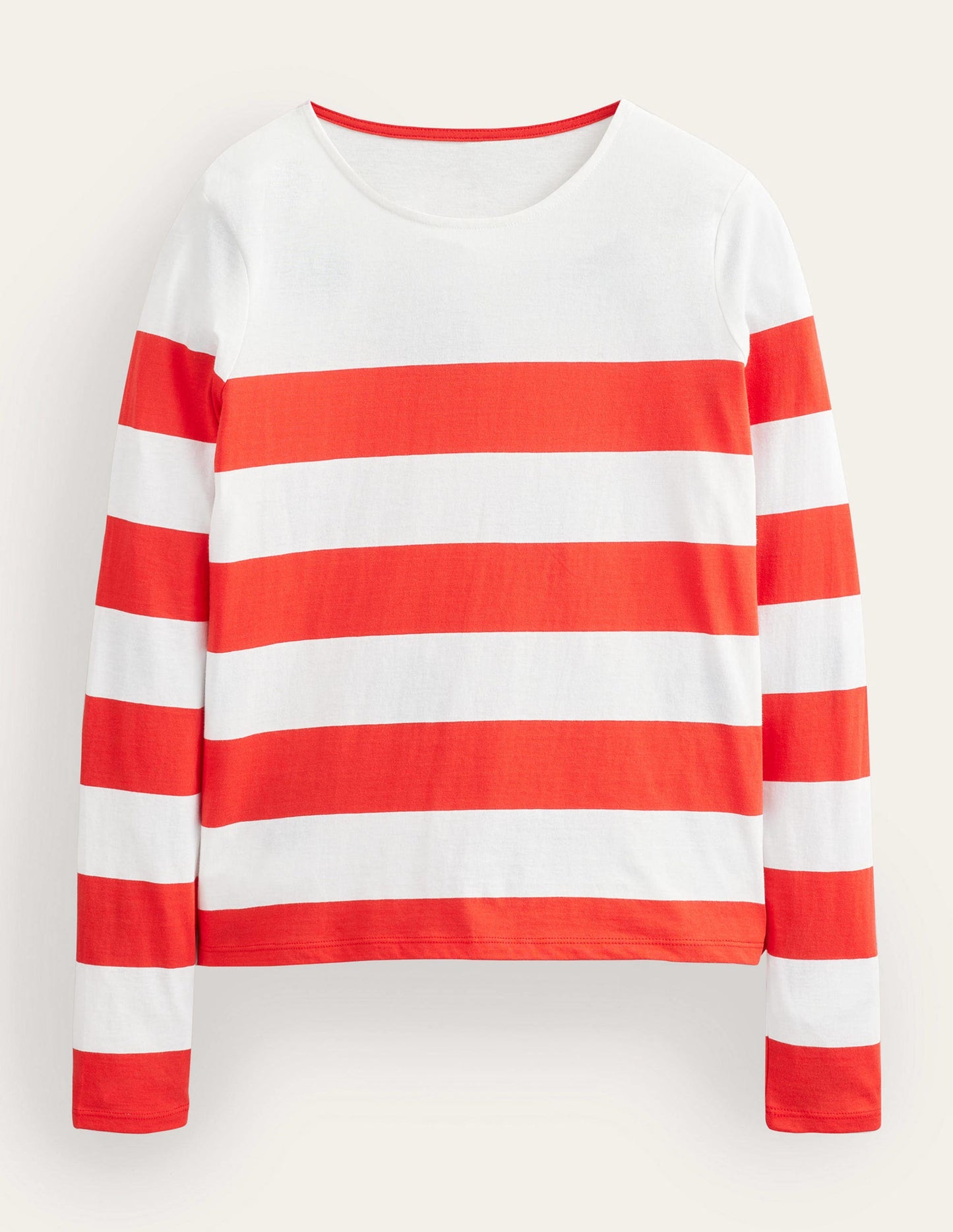 Bea Breton-Shirt mit langen Ärmeln-Rot/Naturweiß, Breite Streifen