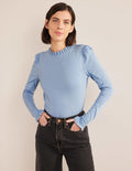 Supersoft Frill Detail Top-Delph Blue