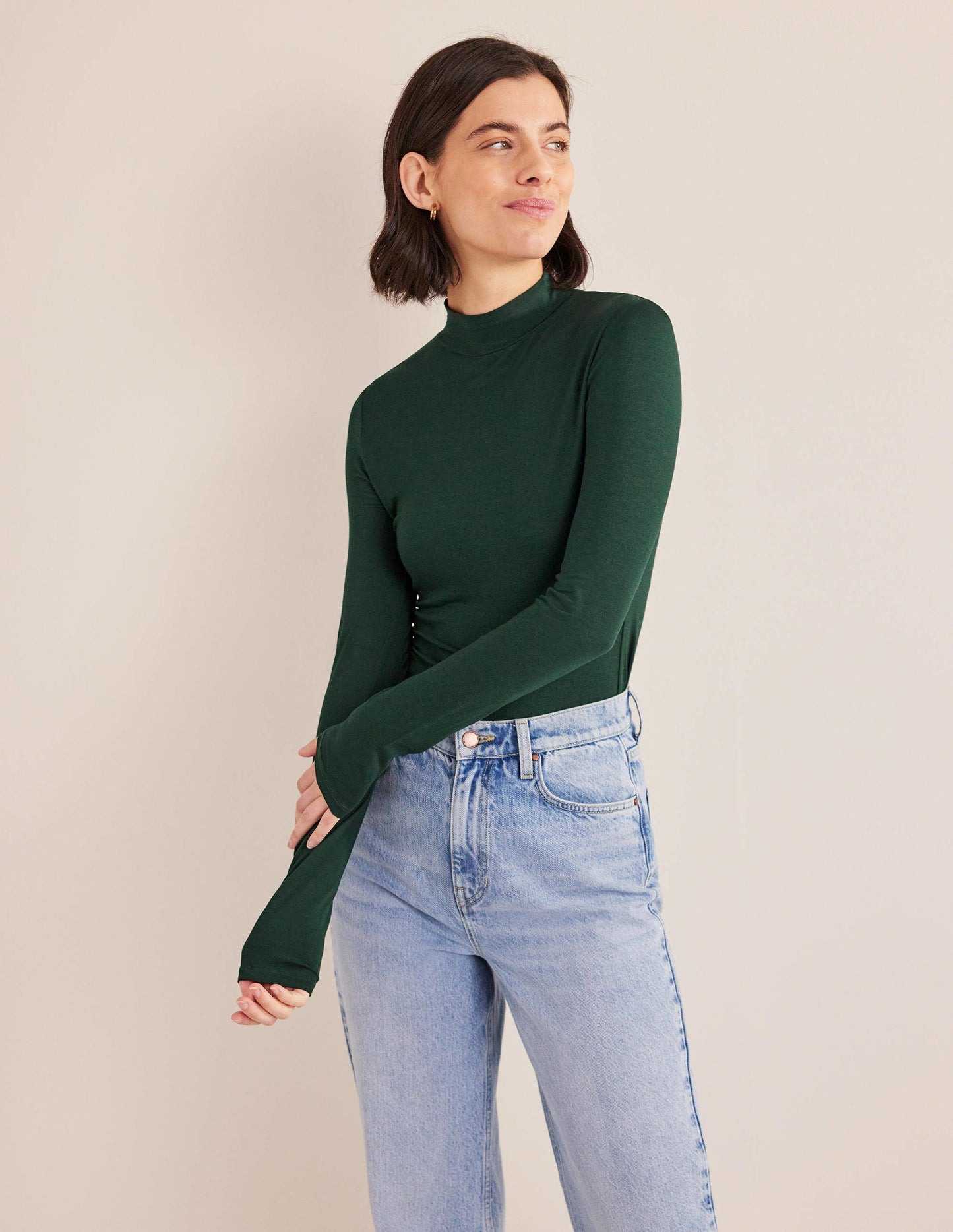 Jersey High Neck Top-Chatsworth Green