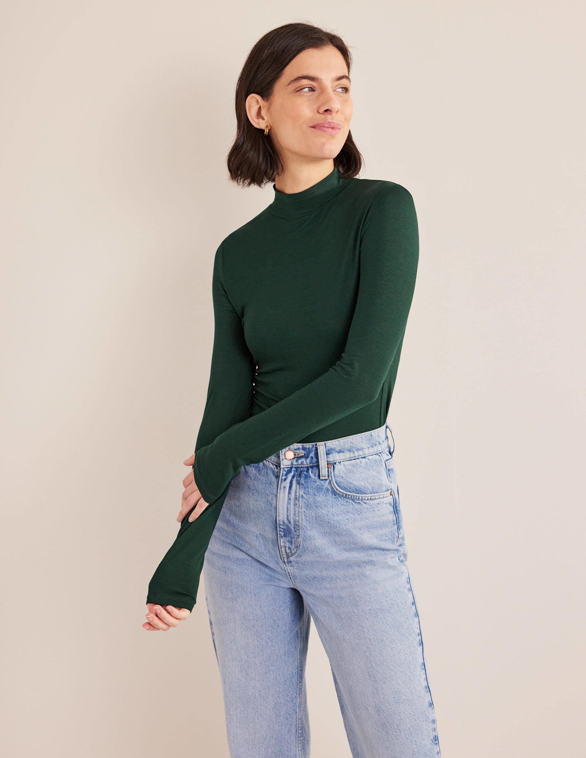 Jersey High Neck Top-Chatsworth Green - Image 1