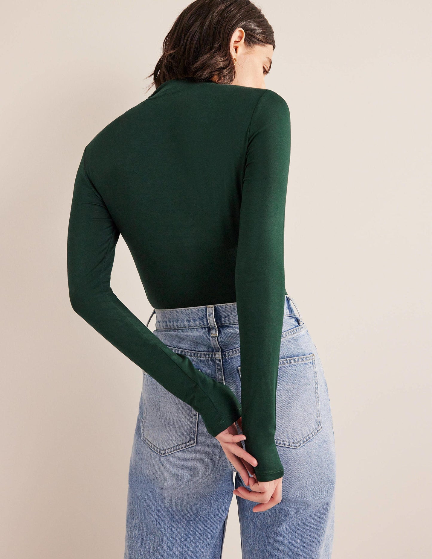 Jersey High Neck Top-Chatsworth Green