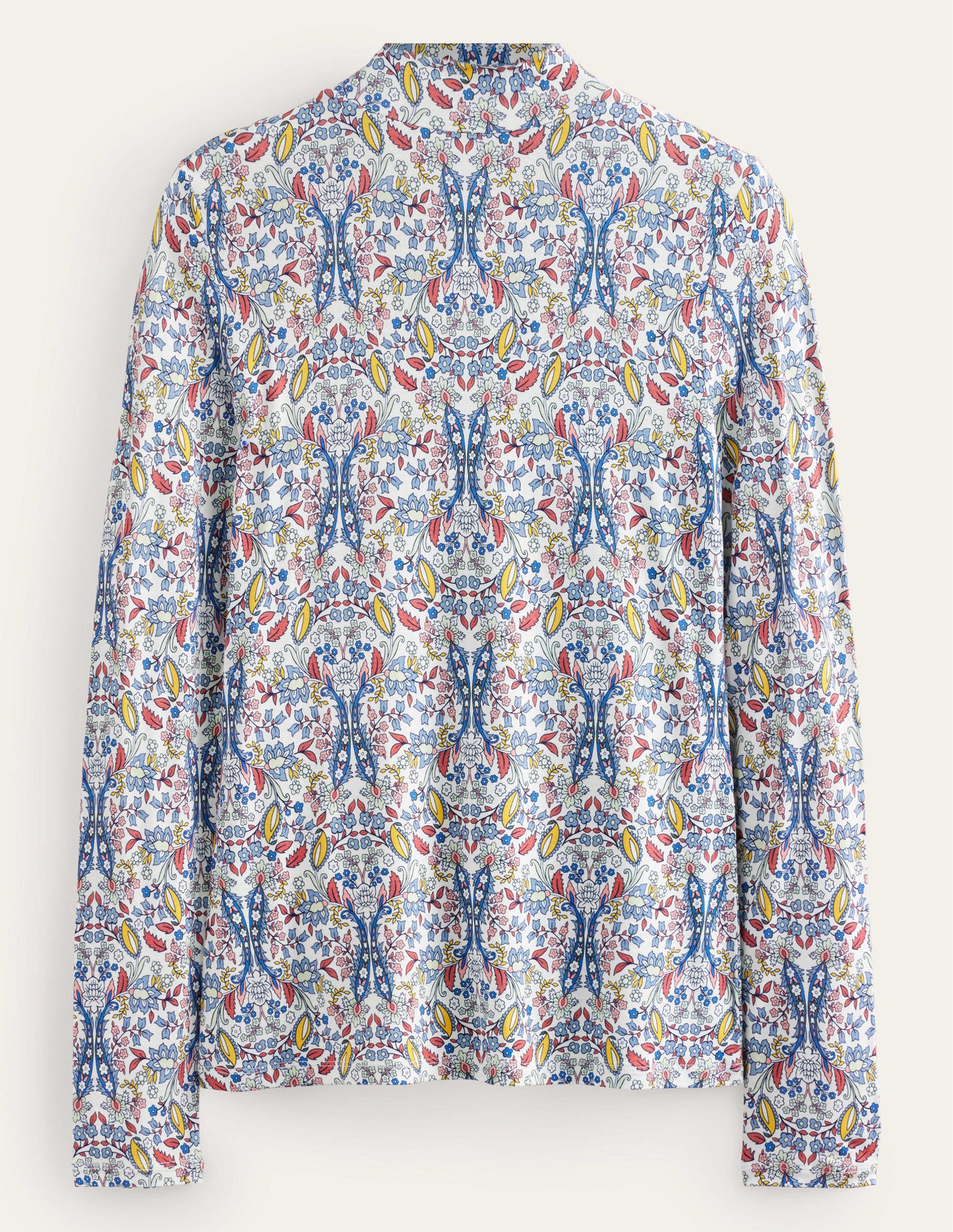 Jersey High Neck Top-Ivory, Exotic Foliage-6