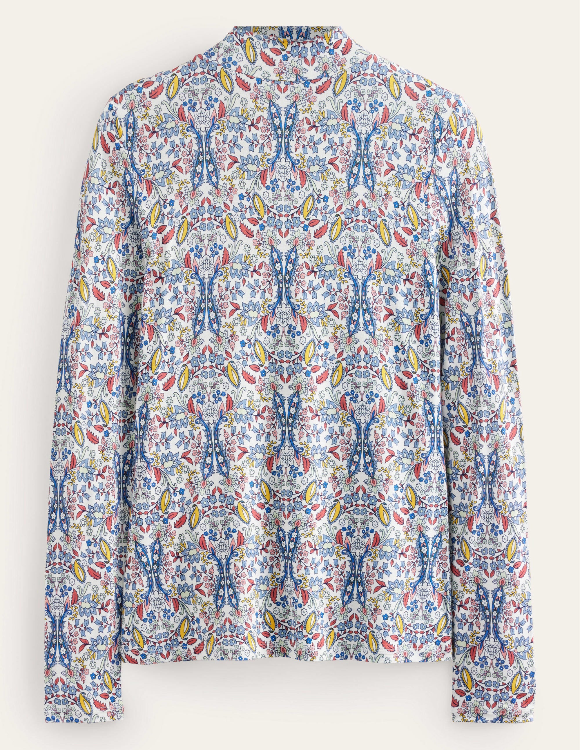 Jersey High Neck Top-Ivory, Exotic Foliage - Image 6