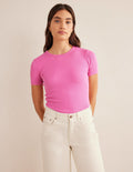 Cotton Ribbed T-Shirt-Plum Blossom