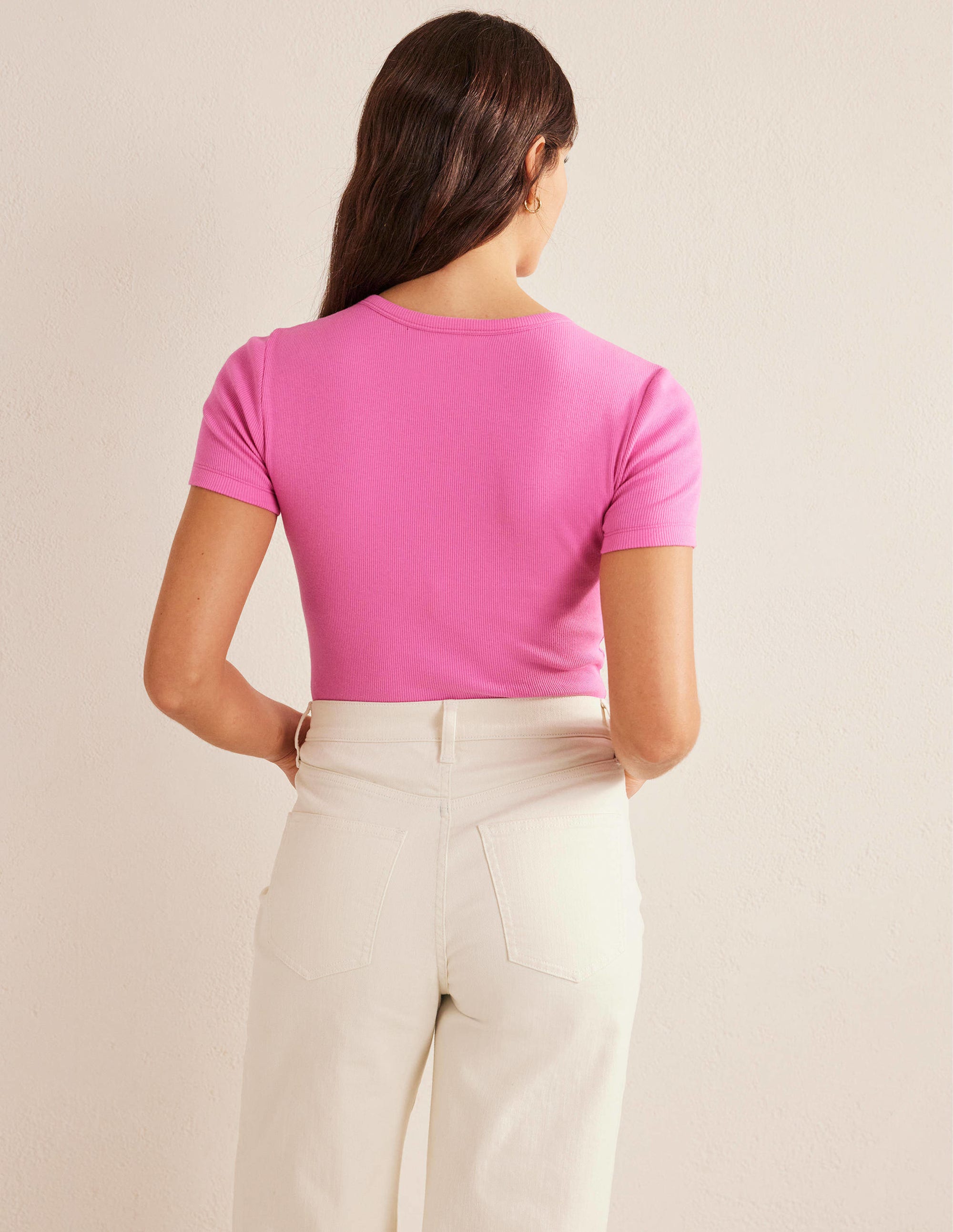 Cotton Ribbed T-Shirt-Plum Blossom - Image 3