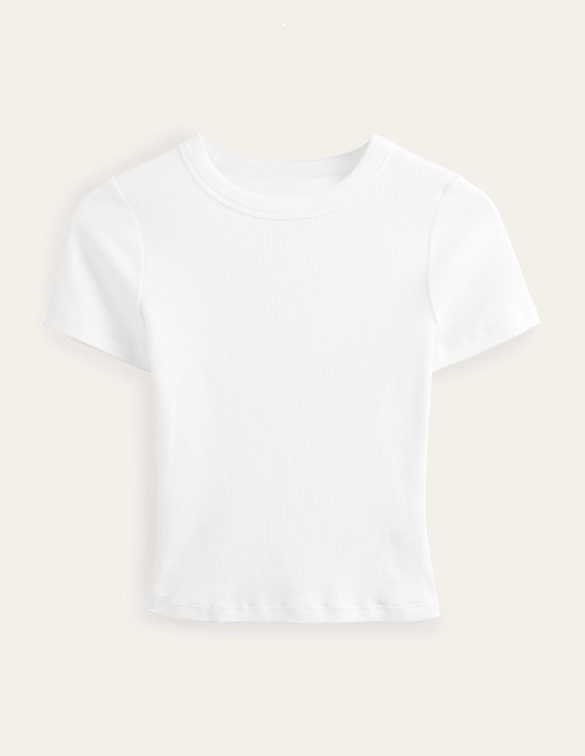 T-shirt côtelé en coton-Blanc - Image 5