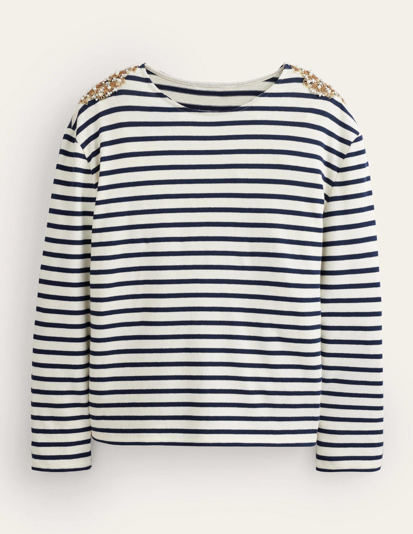 Embellished Shoulder Breton-Ivory/ Navy, Embellished