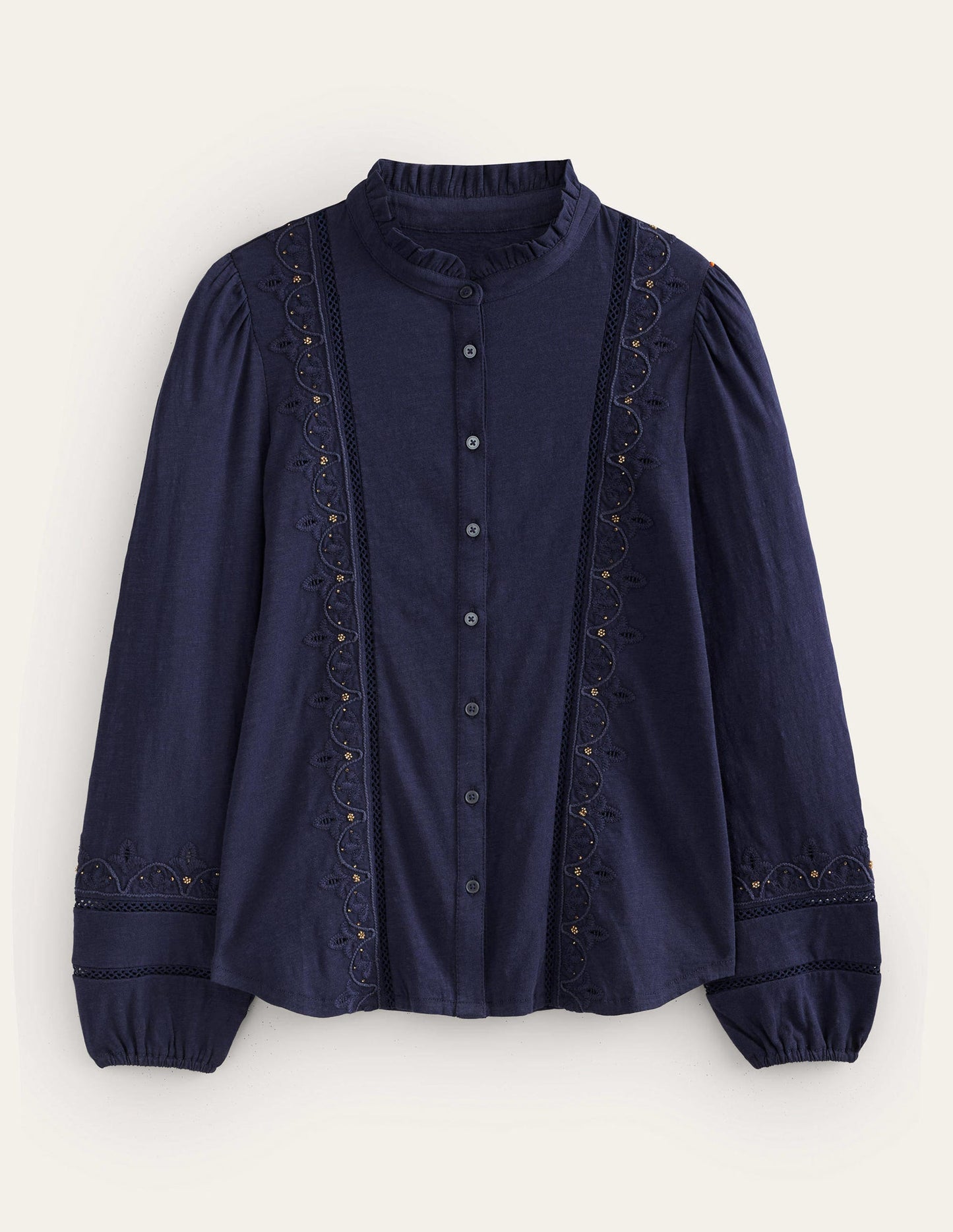 Embroidered Jersey Shirt-Navy