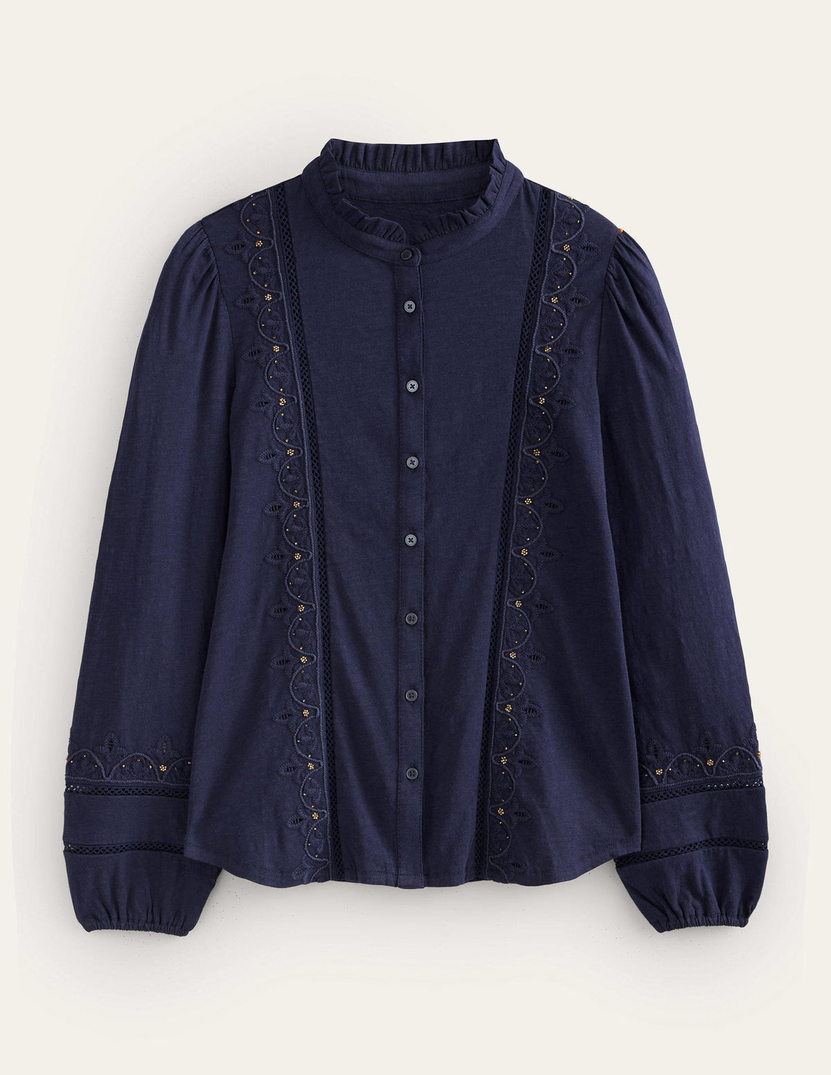 Besticktes Jerseyhemd-Marineblau - Image 5