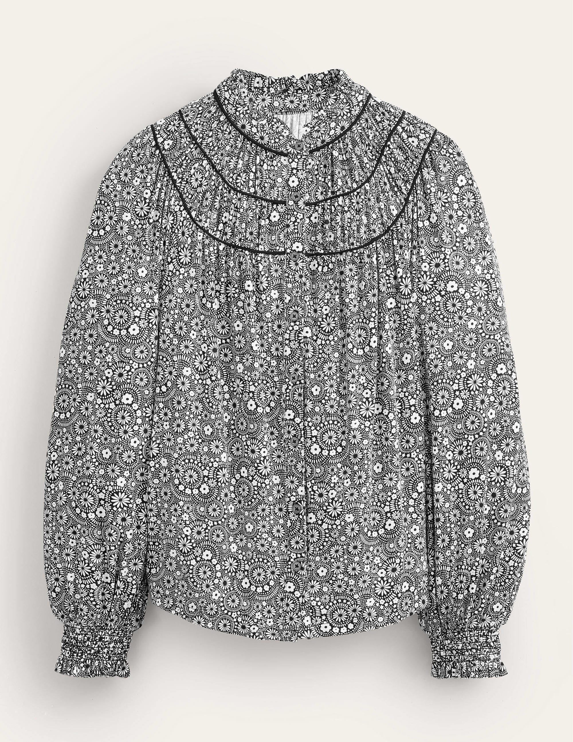 Chemise en jersey avec empiècement froncé-Noir, motif Dotty Daisy - Image 5
