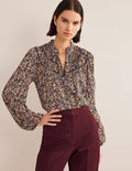 Ruched Yoke Jersey Shirt-Multi, Eden Bloom