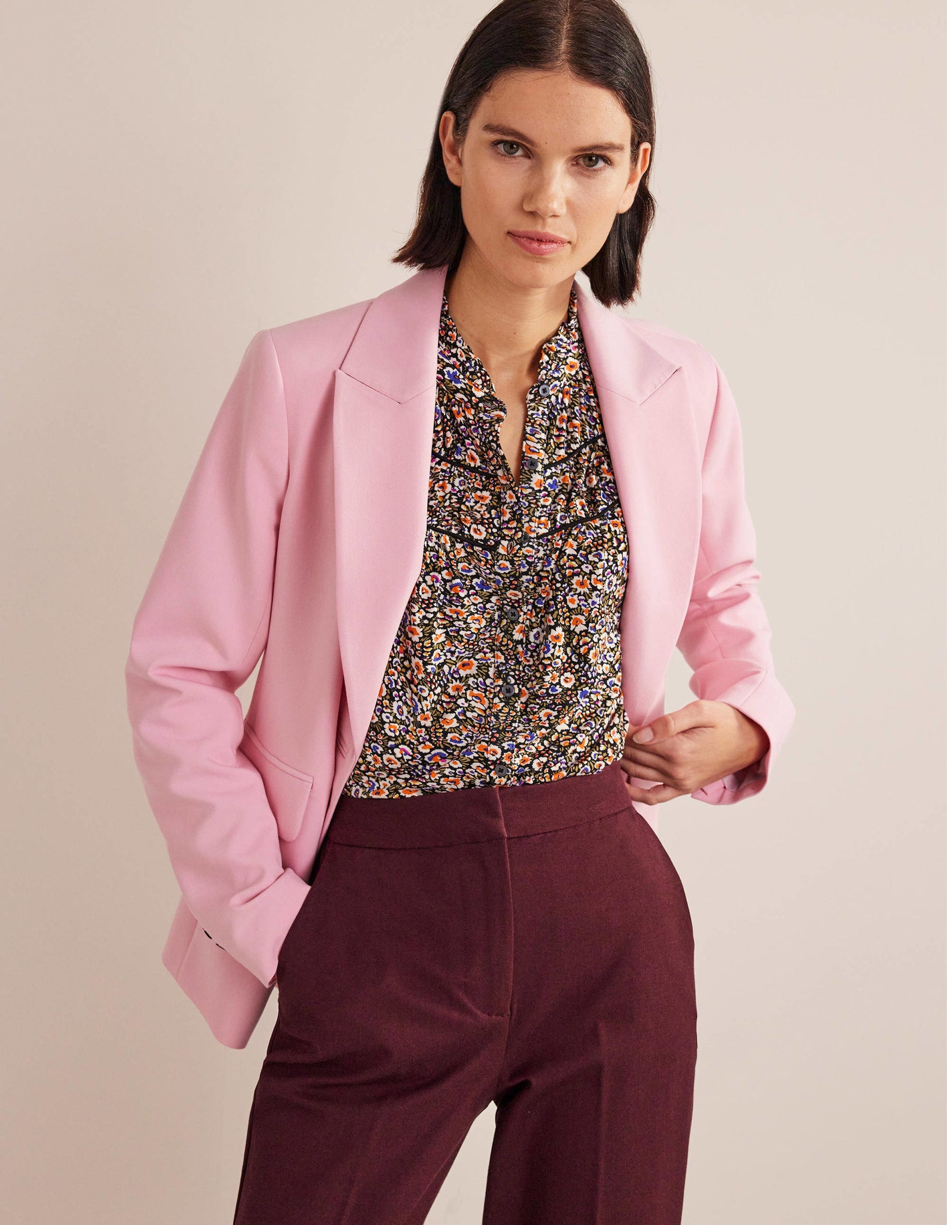 Ruched Yoke Jersey Shirt-Multi, Eden Bloom-5