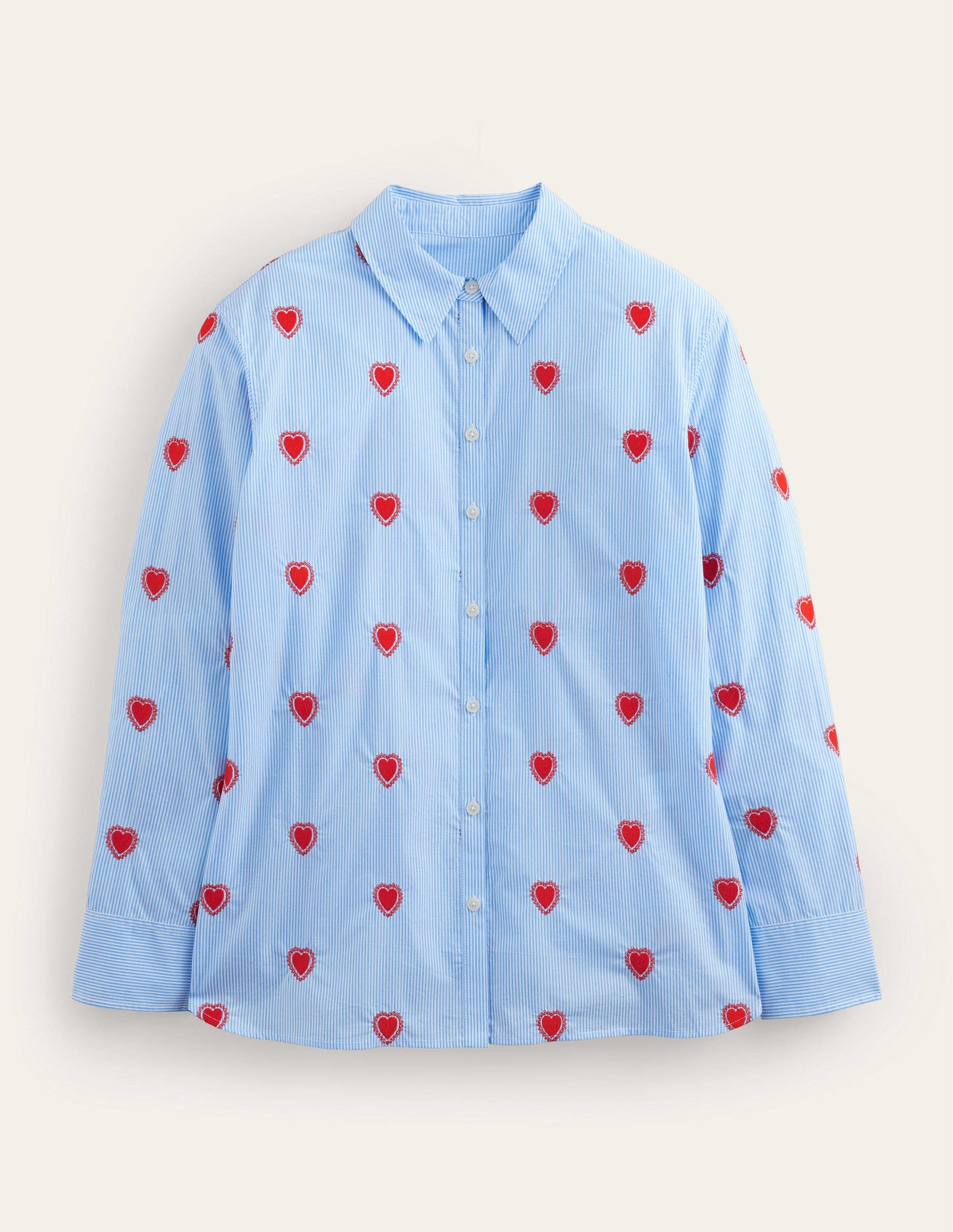 Chemise décontractée brodée-Cœur, rayé style coutil-6