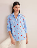 Chemise décontractée brodée-Cœur, rayé style coutil
