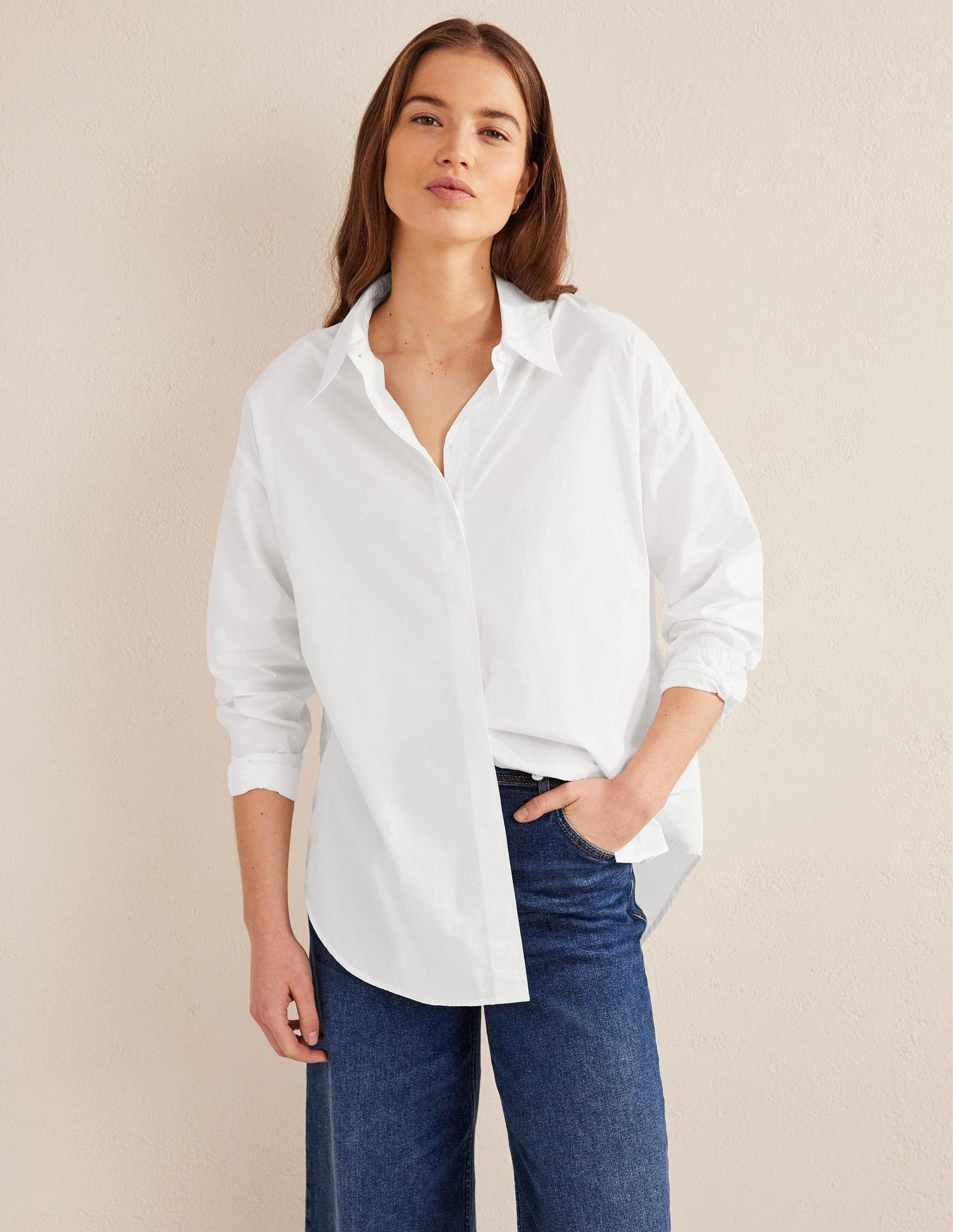 Oversized Cotton Shirt-White-1