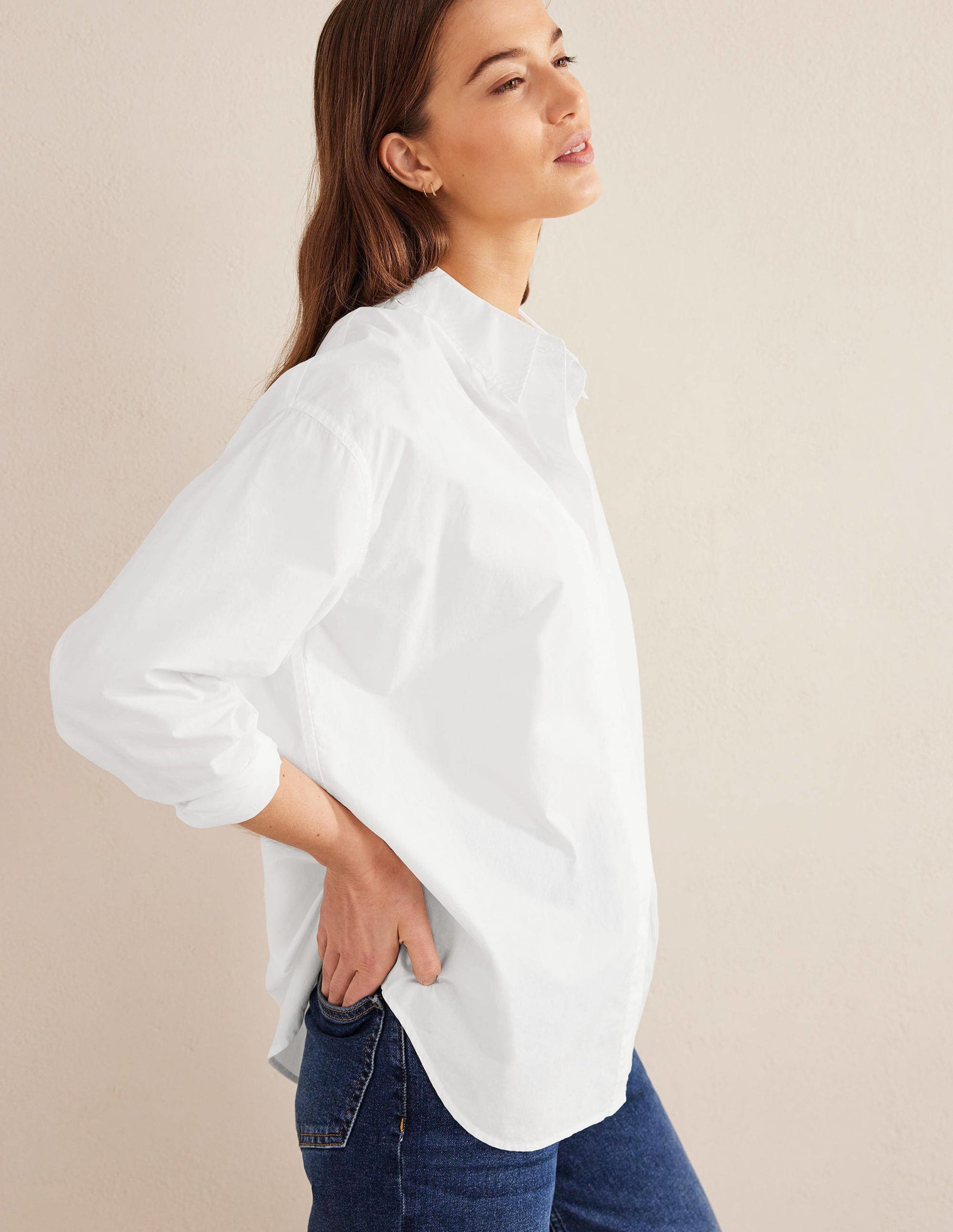 Oversized Cotton Shirt-White-4
