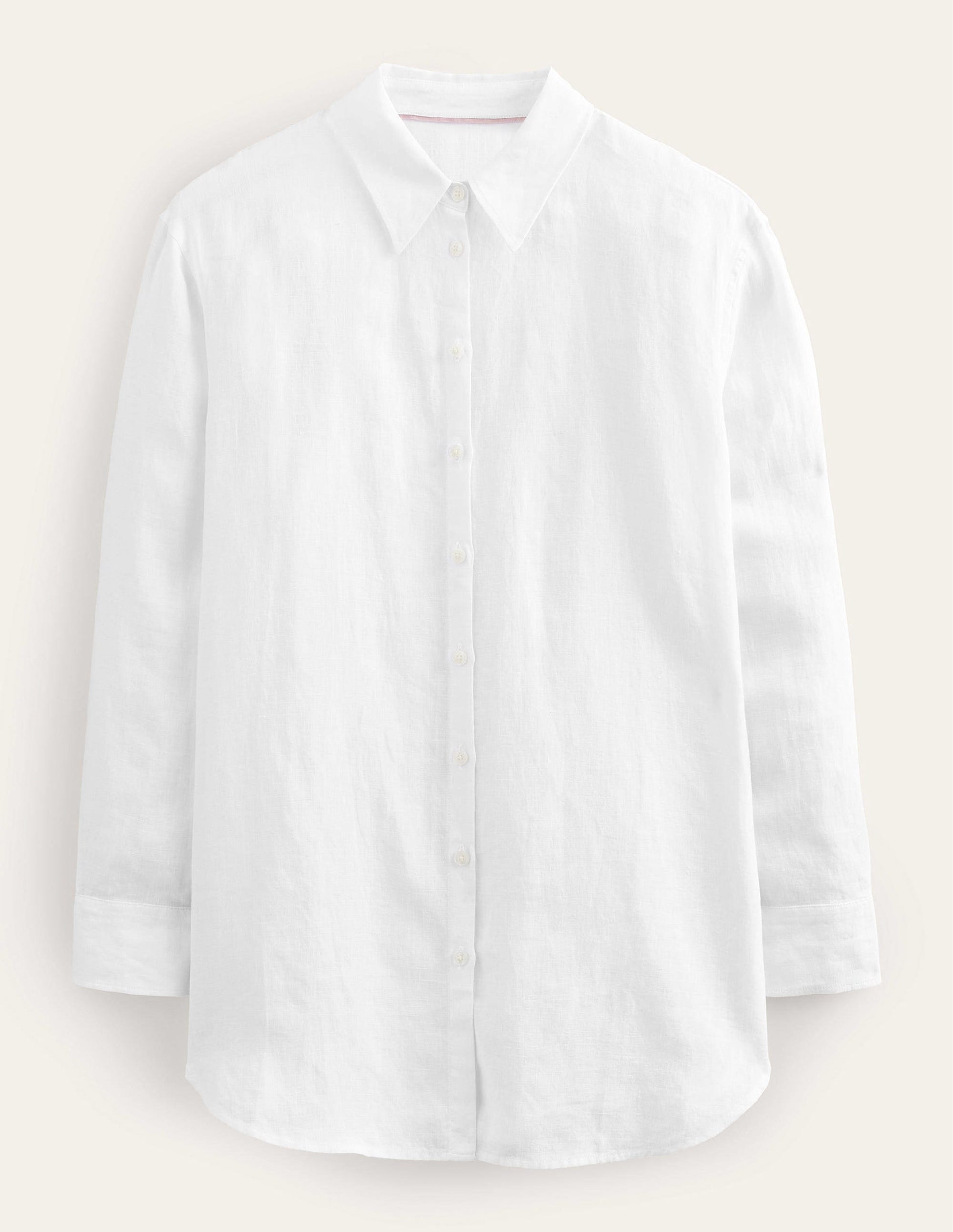 Chemise décontractée en lin-Blanc-7