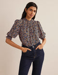 Top imprimé à smocks-Multi, motif Eden Bloom