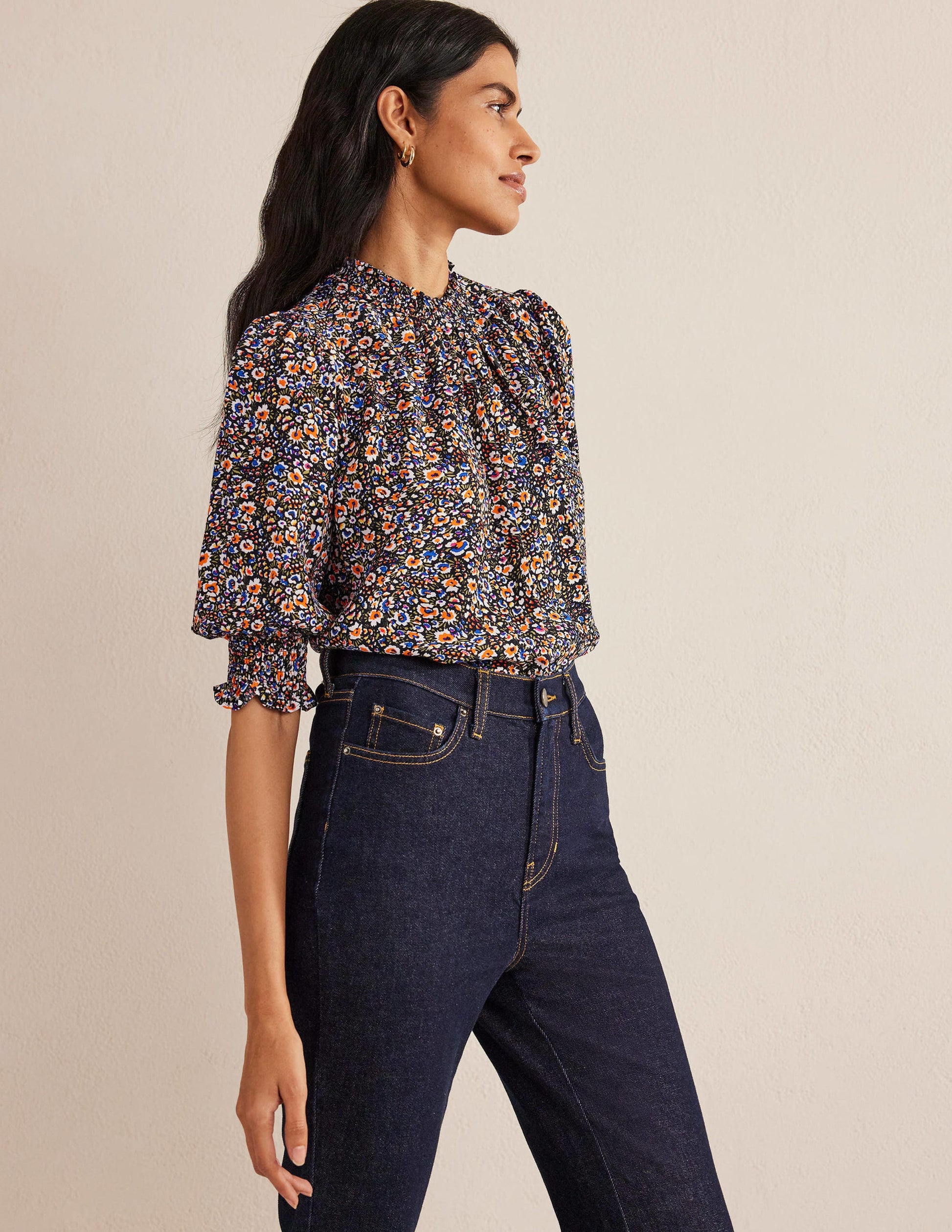 Top imprimé à smocks-Multi, motif Eden Bloom-4