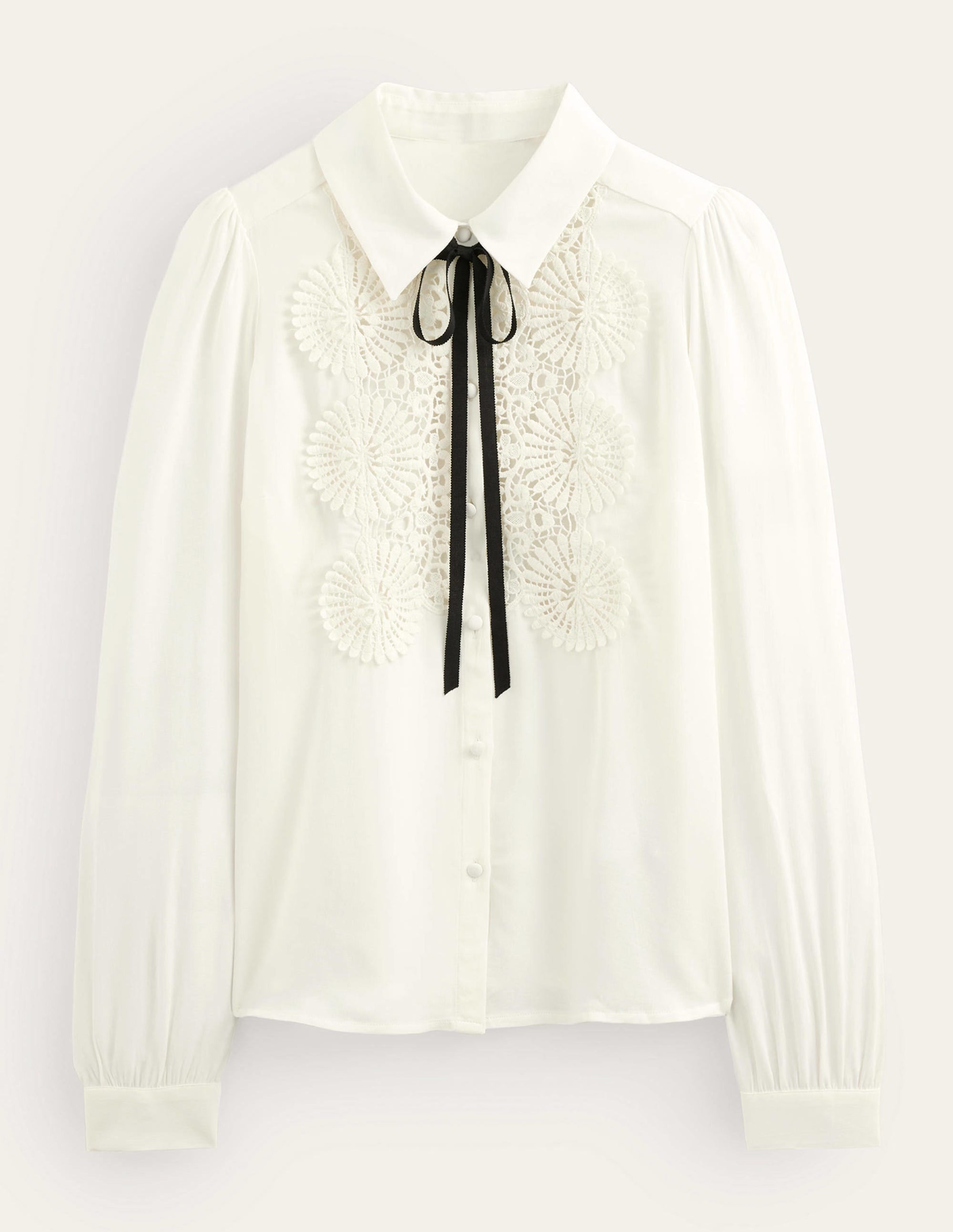 Bluse mit Spitzendetail-Naturweiß - Image 6