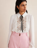 Bluse mit Spitzendetail-Naturweiß