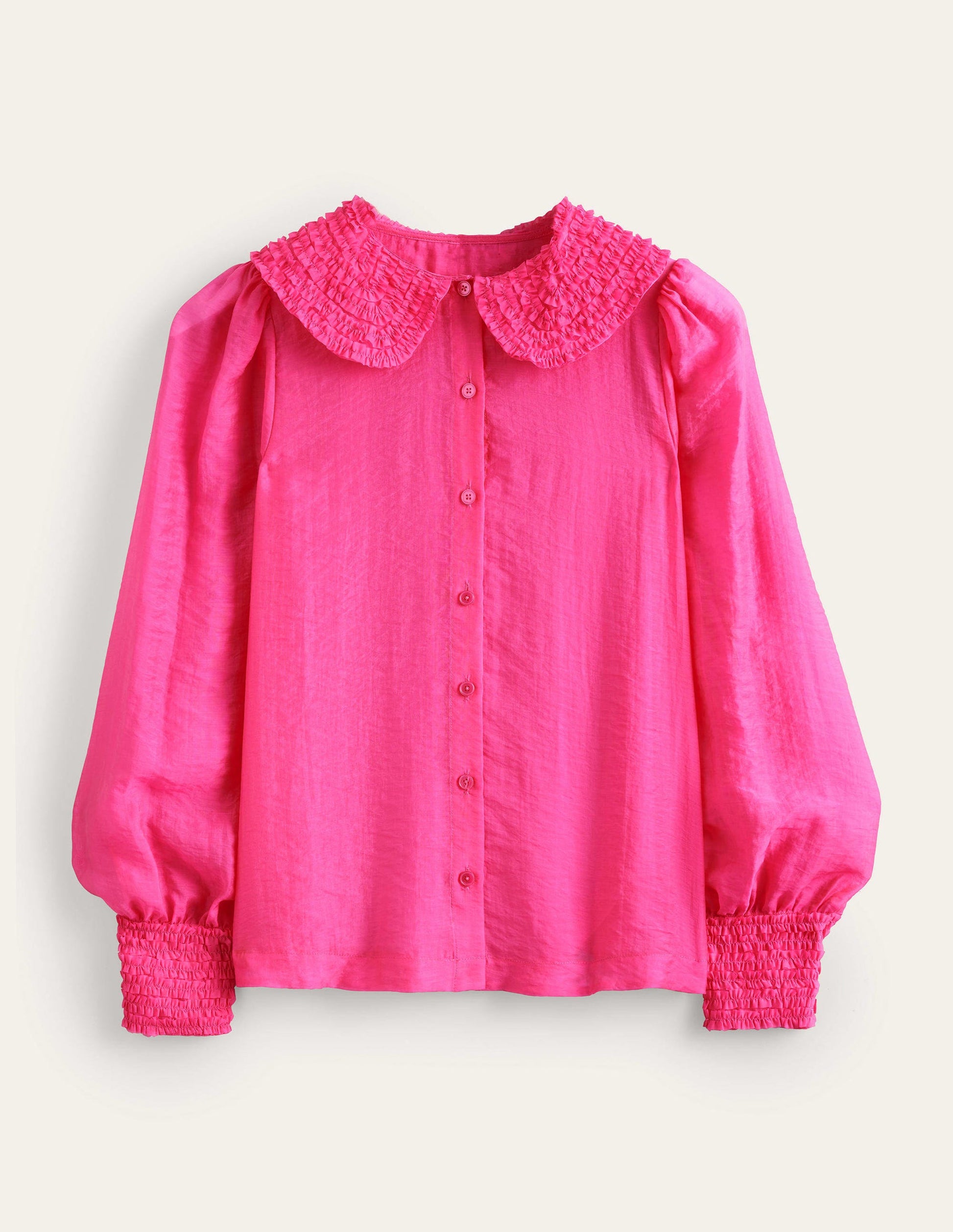 Organza-Hemd mit Rüschendetail-Knallpink-5