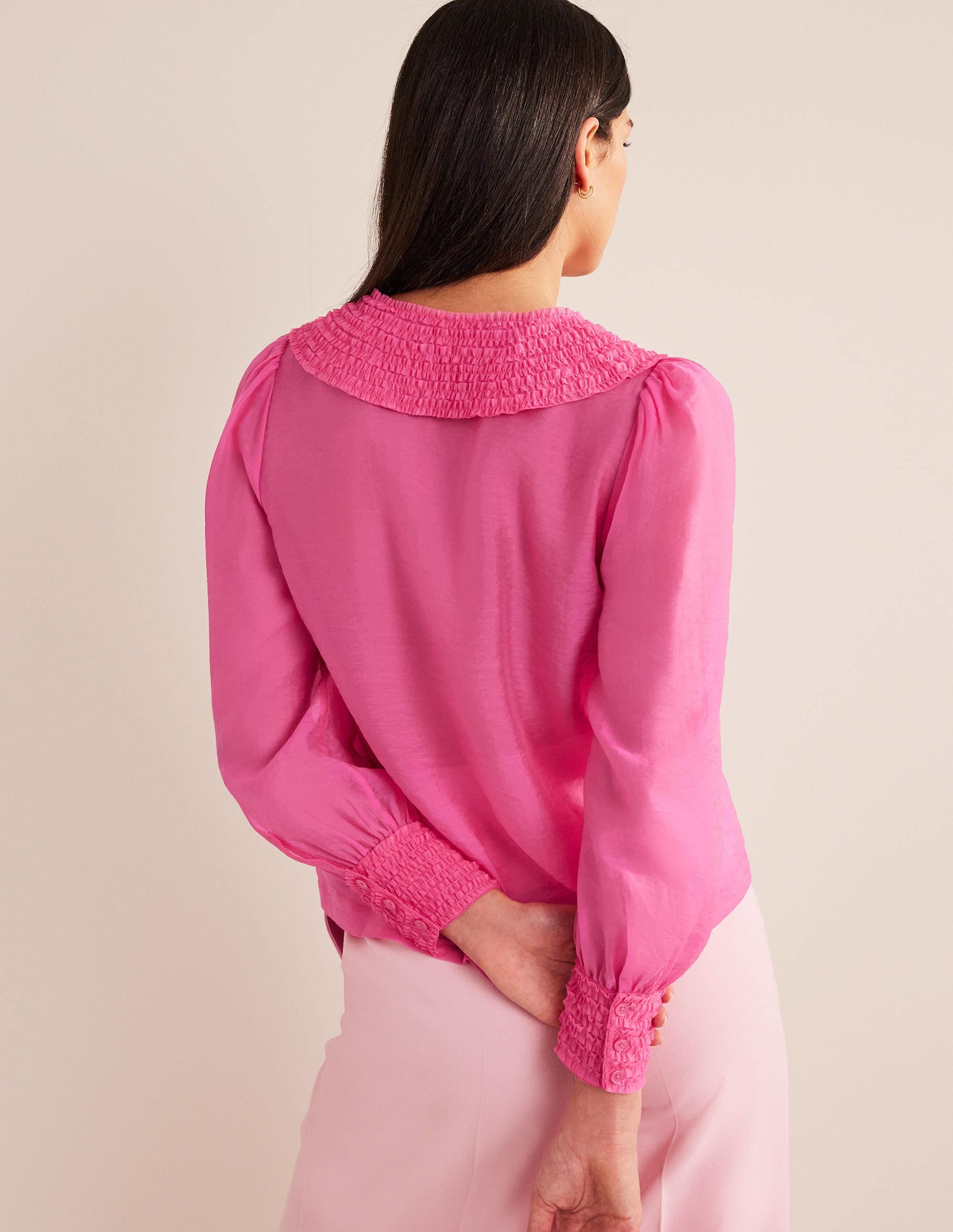 Organza-Hemd mit Rüschendetail-Knallpink - Image 3