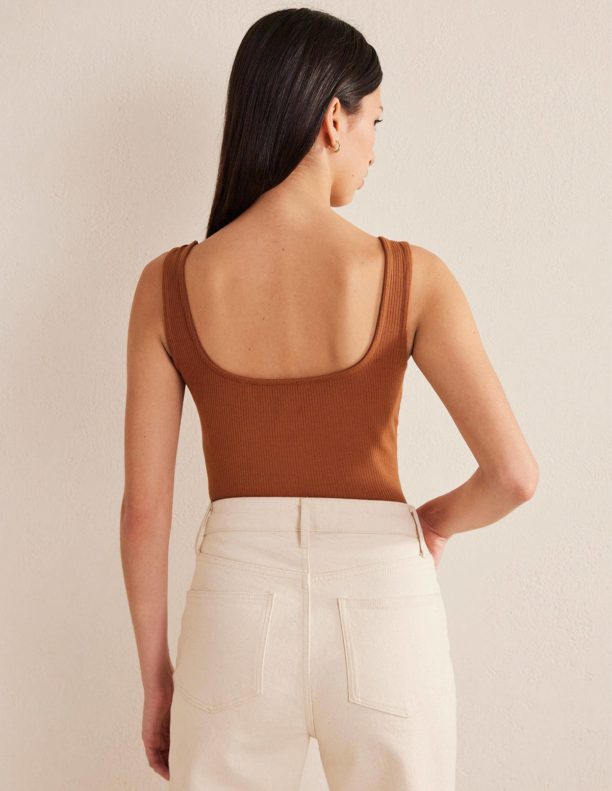 Geripptes Jersey-Top-Kürbisorange-3