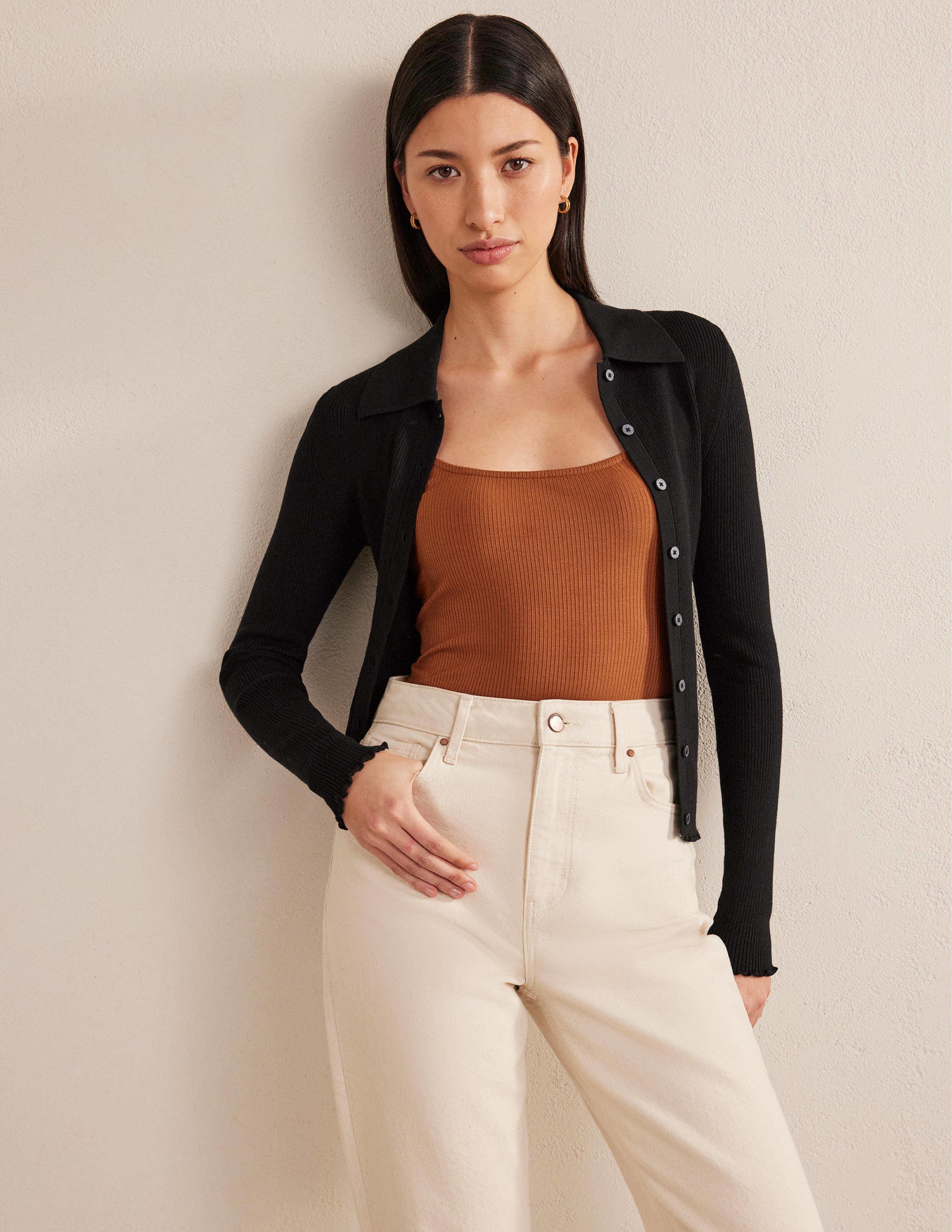 Geripptes Jersey-Top-Kürbisorange - Image 4