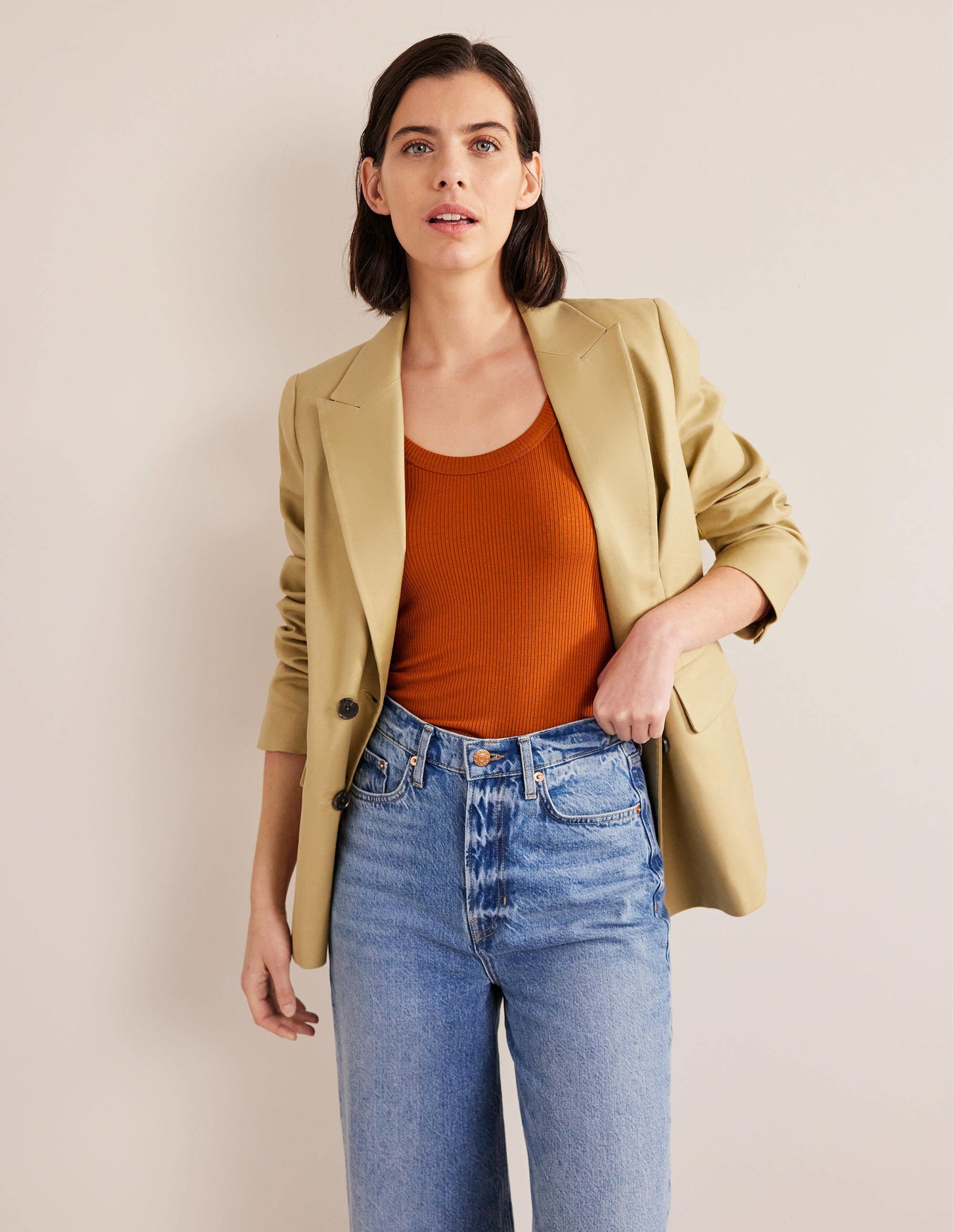 Soft Ribbed Scoop Neck Top-Pumpkin - Image 4