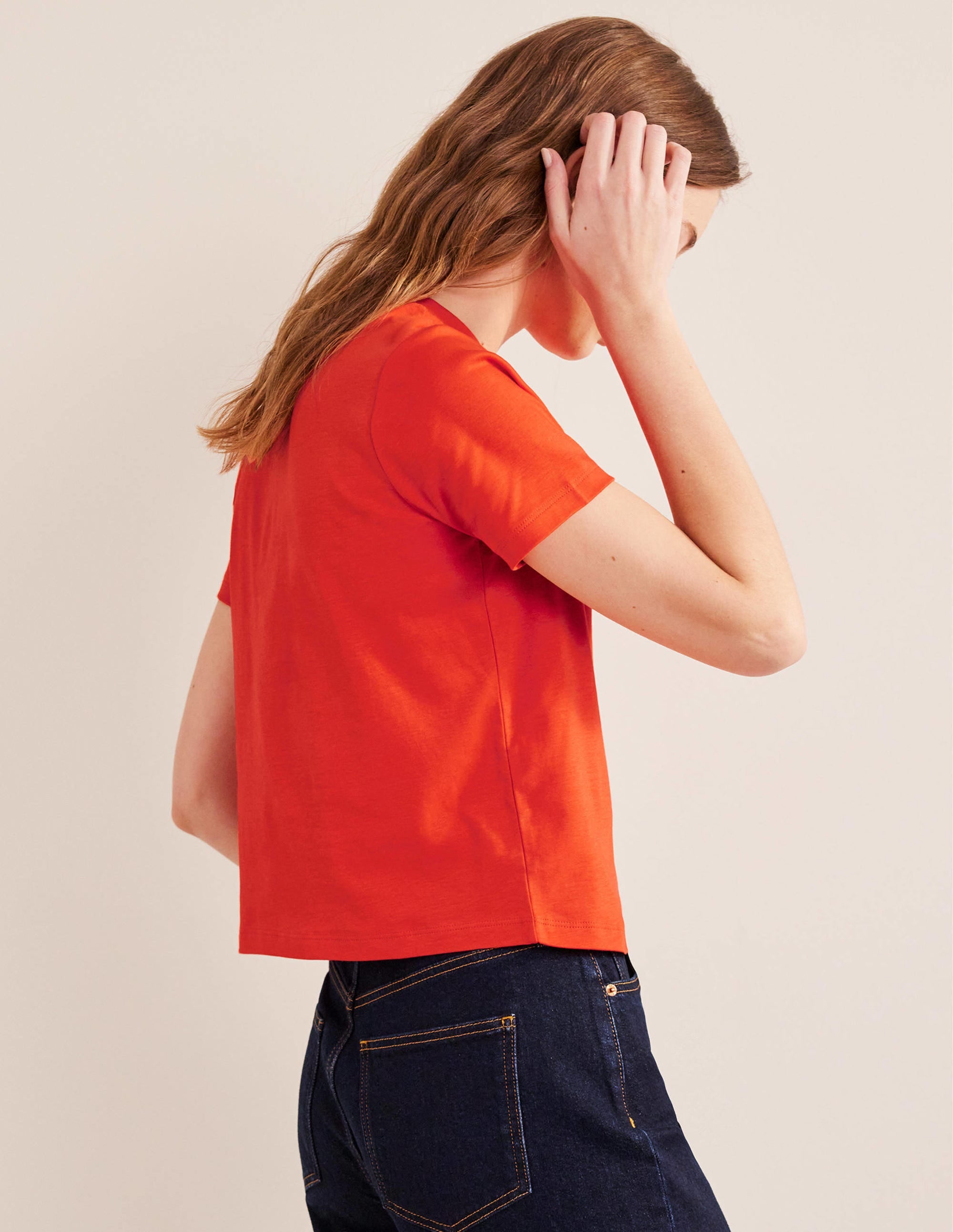 Baumwoll-T-Shirt mit Rundhalsausschnitt-Erdbeerkuchenrot - Image 3